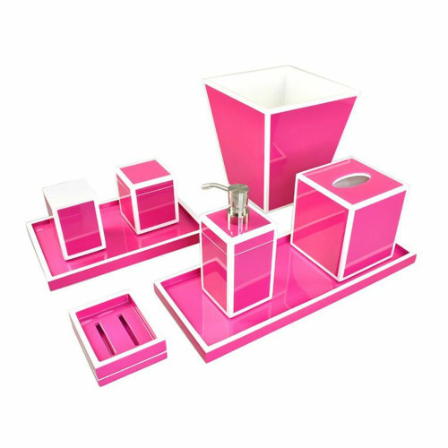 Hot Pink and White Bath Set Hot Pink and White Bath Set
